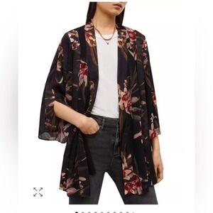 ALLSAINTS Elsie Kuroyuri Kimono Black Women's size 0 Hummingbird Cardigan New